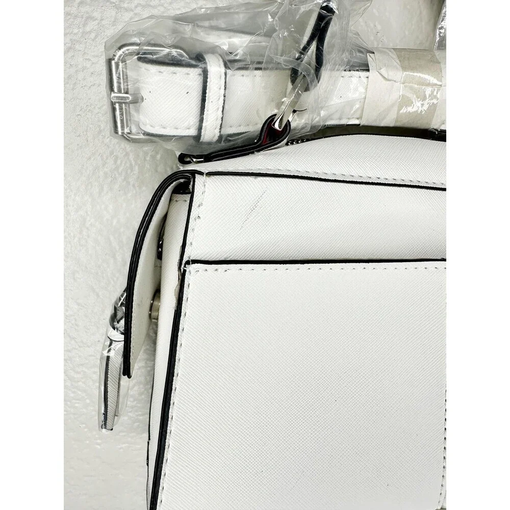 Steve Madden Crossbody Bag Womens Small White Faux Leather BREESE Scarf Handle
